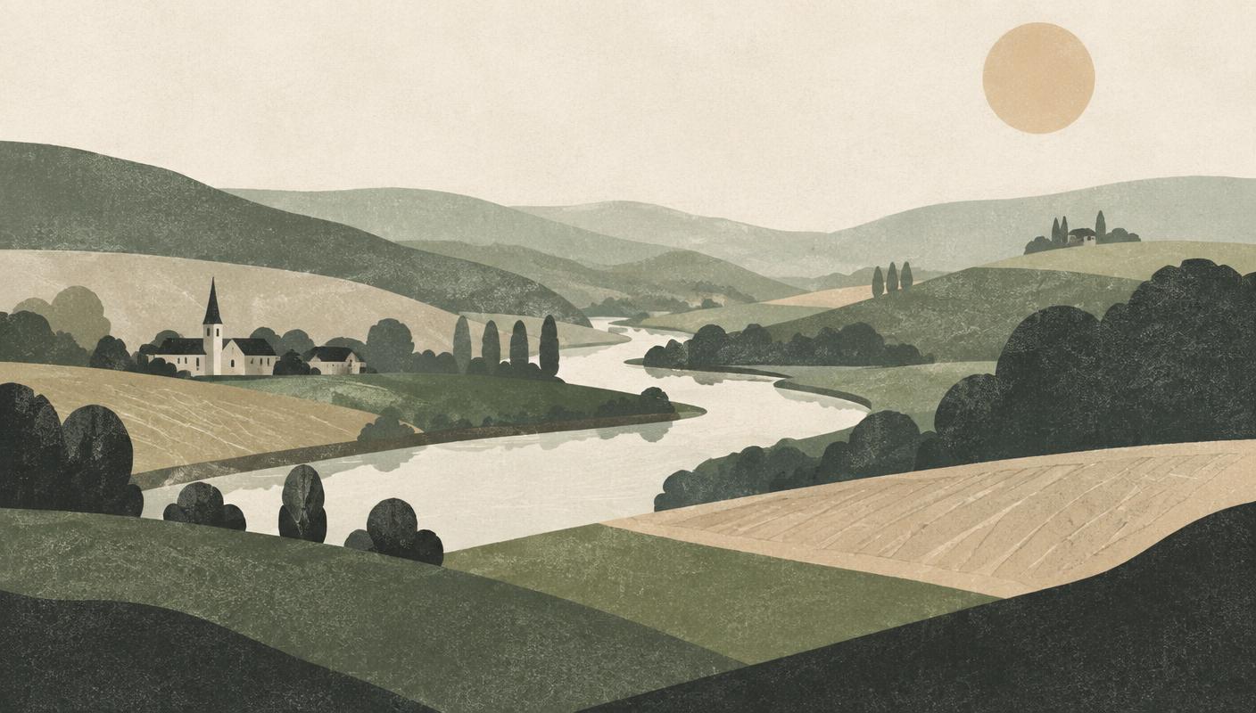 Geïllustreerd landschap van de Dendervallei